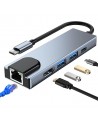 HUB Tech-Protect V3 5in1 USB-C - USB-A 3.0 / USB-A 2.0 / USB-C / HDMI / RJ45 - gray