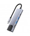 HUB Tech-Protect V3 5in1 USB-C - USB-A 3.0 / USB-A 2.0 / USB-C / HDMI / RJ45 - gray