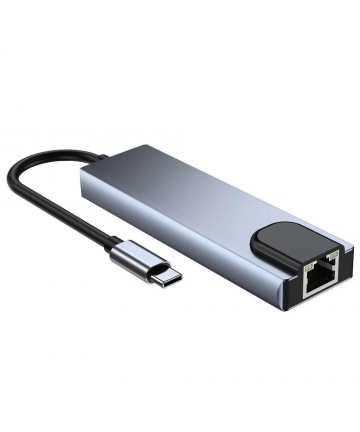 HUB Tech-Protect V3 5in1 USB-C - USB-A 3.0 / USB-A 2.0 / USB-C / HDMI / RJ45 - gray