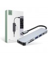 HUB Tech-Protect V4 6in1 USB-C - USB-A 3.0 / USB-A 2.0 / USB-C / HDMI / micro SD / TF / SD card reader - gray