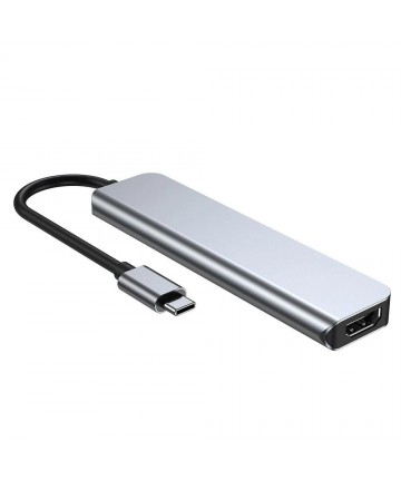 HUB Tech-Protect V4 6in1 USB-C - USB-A 3.0 / USB-A 2.0 / USB-C / HDMI / micro SD / TF / SD card reader - gray