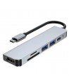HUB Tech-Protect V4 6in1 USB-C - USB-A 3.0 / USB-A 2.0 / USB-C / HDMI / micro SD / TF / SD card reader - gray
