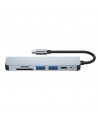 HUB Tech-Protect V4 6in1 USB-C - USB-A 3.0 / USB-A 2.0 / USB-C / HDMI / micro SD / TF / SD card reader - gray