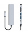 HUB Tech-Protect V4 6in1 USB-C - USB-A 3.0 / USB-A 2.0 / USB-C / HDMI / micro SD / TF / SD card reader - gray