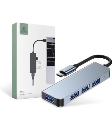 HUB Tech-Protect V1 4in1 USB-C - 3x USB-A 2.0 / USB-A 3.0 - gray