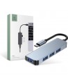 HUB Tech-Protect V1 4in1 USB-C - 3x USB-A 2.0 / USB-A 3.0 - gray