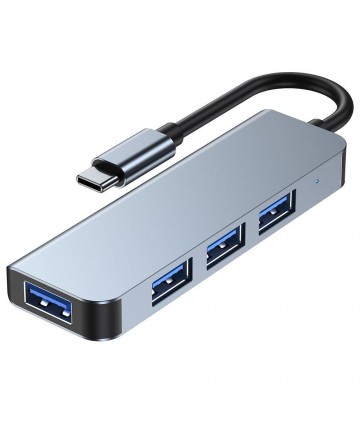HUB Tech-Protect V1 4in1 USB-C - 3x USB-A 2.0 / USB-A 3.0 - gray