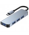HUB Tech-Protect V1 4in1 USB-C - 3x USB-A 2.0 / USB-A 3.0 - gray