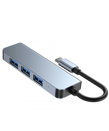HUB Tech-Protect V1 4in1 USB-C - 3x USB-A 2.0 / USB-A 3.0 - gray