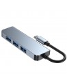 HUB Tech-Protect V1 4in1 USB-C - 3x USB-A 2.0 / USB-A 3.0 - gray