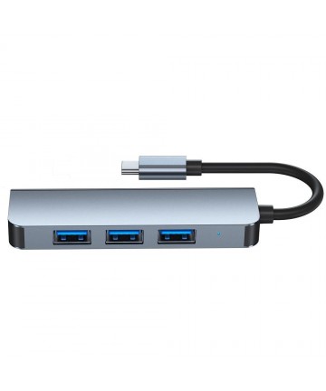 HUB Tech-Protect V1 4in1 USB-C - 3x USB-A 2.0 / USB-A 3.0 - gray