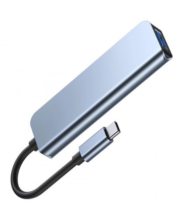 HUB Tech-Protect V1 4in1 USB-C - 3x USB-A 2.0 / USB-A 3.0 - gray