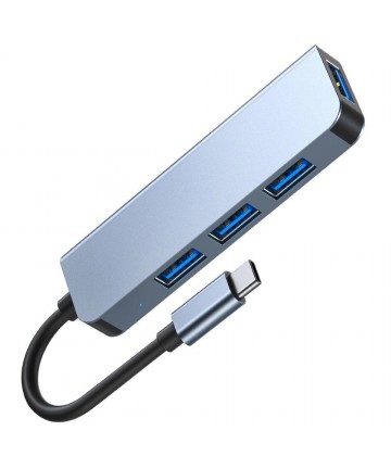 HUB Tech-Protect V1 4in1 USB-C - 3x USB-A 2.0 / USB-A 3.0 - gray