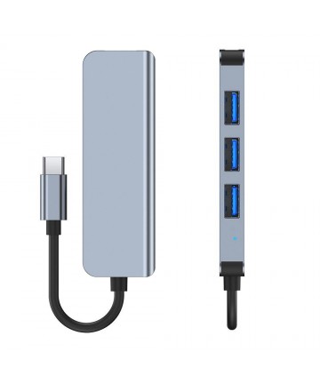 HUB Tech-Protect V1 4in1 USB-C - 3x USB-A 2.0 / USB-A 3.0 - gray