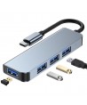 HUB Tech-Protect V1 4in1 USB-C - 3x USB-A 2.0 / USB-A 3.0 - gray