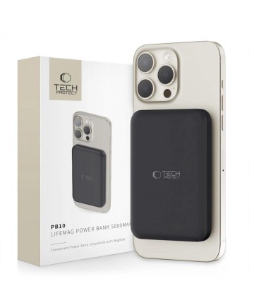 Tech-Protect LifeMag PB10 Powerbank with MagSafe 5000mAh 15W USB-C port - black + USB-C cable