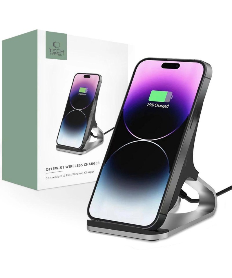 Tech-Protect QI15W-S1 inductive charger 15W in the form of a stand - black