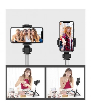 Tech-Protect L02S Bluetooth selfie stick with tripod up to 72cm - black