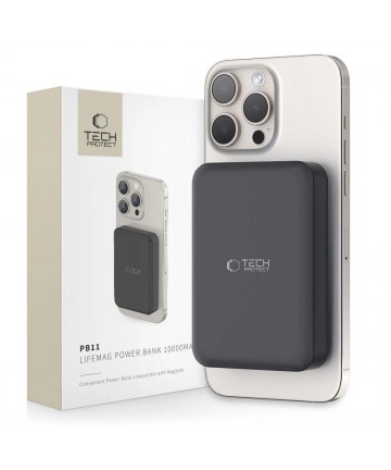 Tech-Protect LifeMag PB11 Powerbank with MagSafe 10000mAh 15W USB-C port - black + USB-C cable