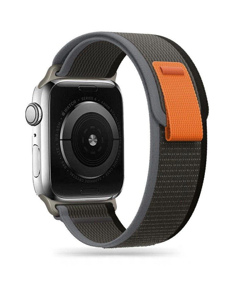 Tech-Protect Nylon Strap for Apple Watch 4/5/6/7/8/9/SE/Ultra 1/2 (42/44/45/49 mm) - Black & Orange