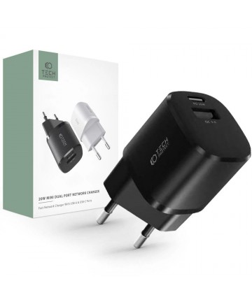 Tech-Protect C20W charger mini USB-C PD 20W / USB-A QC 3.0 - black
