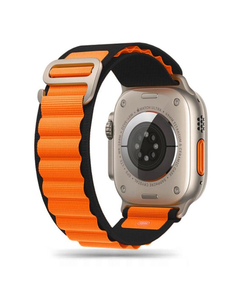 Tech-Protect Nylon Pro Strap for Apple Watch 4 / 5 / 6 / 7 / 8 / 9 / SE / Ultra 1 / 2 (42/44/45/49 mm) - Black & Orange