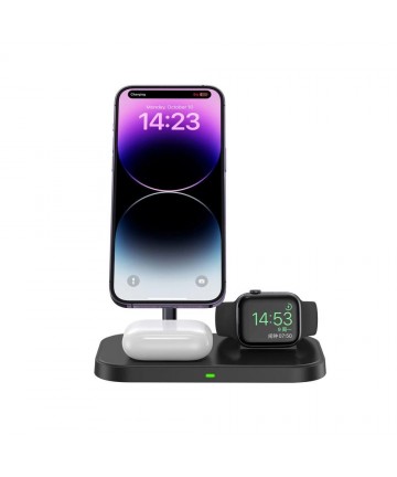 Tech-Protect QI15W-A22 MagSafe Inductive Charger with 3in1 MagSafe Stand for Smartphone / Apple Watch / AirPods - Black