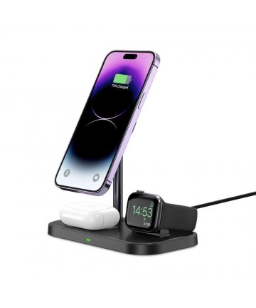 Tech-Protect QI15W-A22 MagSafe Inductive Charger with 3in1 MagSafe Stand for Smartphone / Apple Watch / AirPods - Black