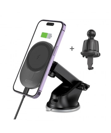 Tech-Protect MM15W-V1 Car Phone Holder with MagSafe 15W Wireless Charger for Cockpit/Air Vent - Black