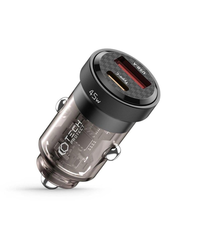 Tech-Protect CC45W Car Charger USB-C PD 45W / USB-A QC 3.0 - Black