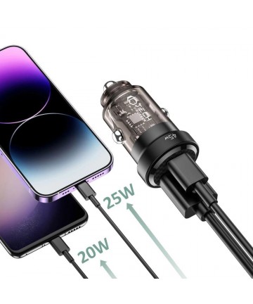 Tech-Protect CC45W Car Charger USB-C PD 45W / USB-A QC 3.0 - Black