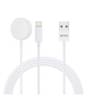 Tech-Protect UltraBoost 2in1 Magnetic Charger with USB-C / Lightning Cables for Apple Watch 1.5m - White