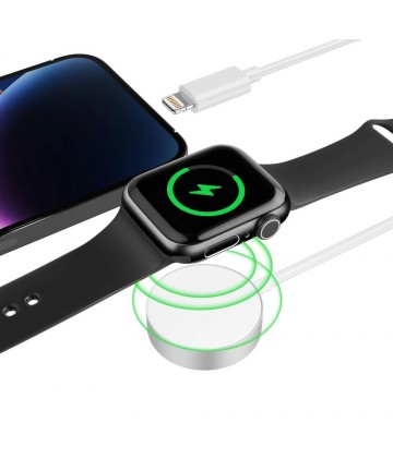 Tech-Protect UltraBoost 2in1 Magnetic Charger with USB-C / Lightning Cables for Apple Watch 1.5m - White