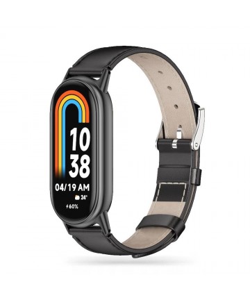 Tech-Protect Leatherfit strap for Xiaomi Smart Band 8 / 8 NFC - black