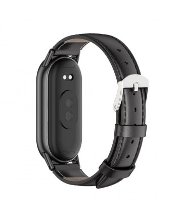 Tech-Protect Leatherfit strap for Xiaomi Smart Band 8 / 8 NFC - black