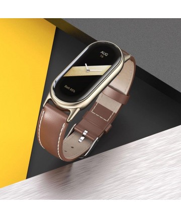 Tech-Protect Leatherfit strap for Xiaomi Smart Band 8 / 8 NFC - black