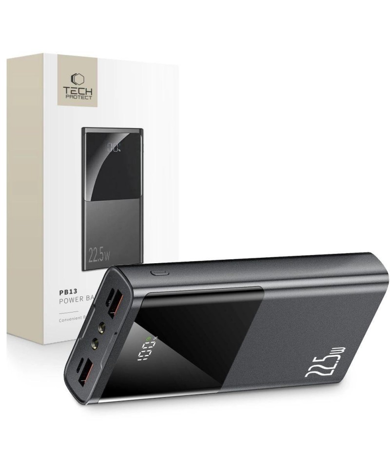 Powerbank Tech-Protect PB13 20000mAh 22.5W 2x USB-A / USB-C / Lightning with USB-C / USB-A cable - gray