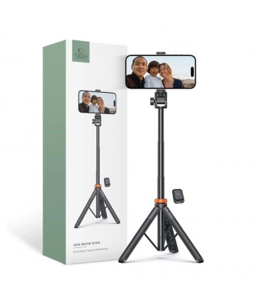 Tech-Protect L03S Bluetooth selfie stick with remote control, tripod up to 148cm and head 180 - black