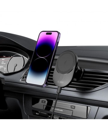 Tech-Protect MM15W-V1 Car Phone Holder with MagSafe 15W Inductive Charger for Air Vent - Black
