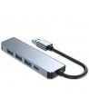 HUB Tech-Protect V0 5in1 USB-A - USB-A 3.0 / 3x USB-A 2.0 / USB-C - gray