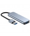 HUB Tech-Protect V0 5in1 USB-A - USB-A 3.0 / 3x USB-A 2.0 / USB-C - gray