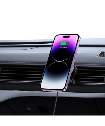 Tech-Protect MM15W-V5 Car Phone Holder with MagSafe 15W Inductive Charger for Air Vent - Black