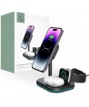 Tech-Protect QI15W-A27 3-in-1 Inductive Charger with MagSafe Stand for Smartphone / Apple Watch / AirPods - Black