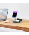Tech-Protect QI15W-A27 3-in-1 Inductive Charger with MagSafe Stand for Smartphone / Apple Watch / AirPods - Black
