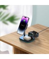 Tech-Protect QI15W-A27 3-in-1 Inductive Charger with MagSafe Stand for Smartphone / Apple Watch / AirPods - Black
