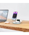 Tech-Protect QI15W-A27 3-in-1 inductive charger with MagSafe stand for smartphone / Apple Watch / AirPods - white