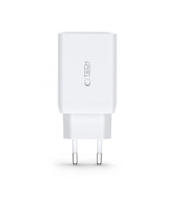 Tech-Protect C65W charger 2x USB-C PD 65W / USB-A QC 3.0 - white