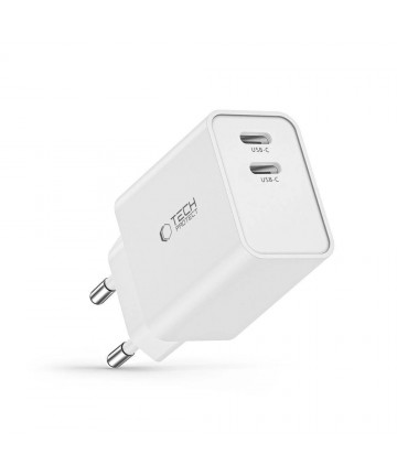 Tech-Protect C35W charger 2x USB-C PD 35W - white