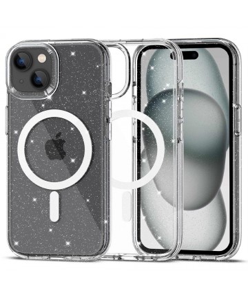 Tech-Protect FlexAir Hybrid MagSafe iPhone 15 Case - Clear Glitter