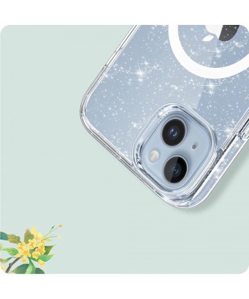Tech-Protect FlexAir Hybrid MagSafe iPhone 15 Case - Clear Glitter